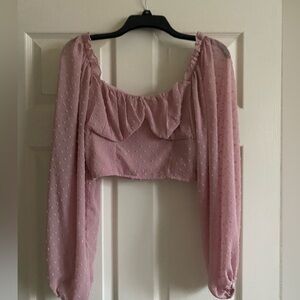 Mauve colored long sleeve crop top